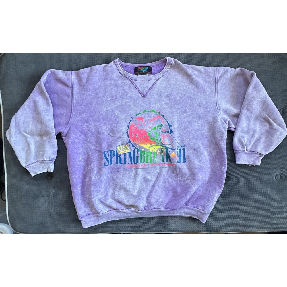 Shirtprint Springbreak 91 Whistler Blackcomb Purple Acid Wash Sweatshirt‎ Size M
